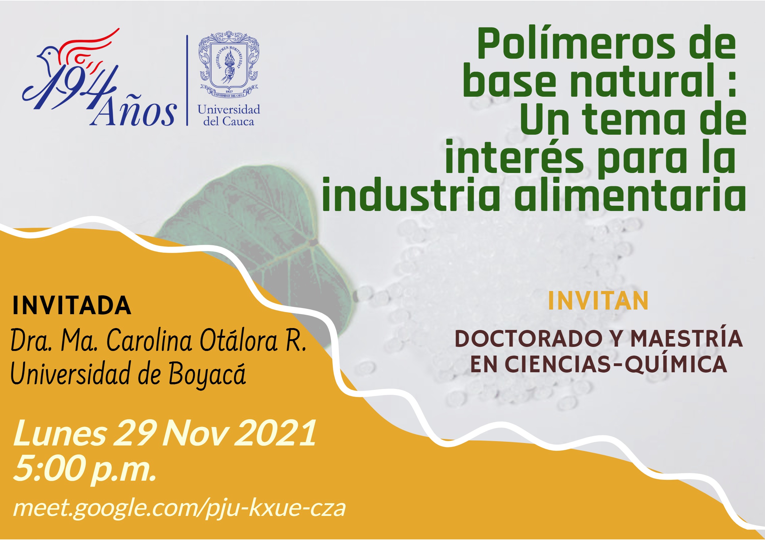 Conferencia- POLÍMEROS DE BASE NATURAL: UN TEMA DE INTERÉS PARA LA INDUSTRIA ALIMENTARIA